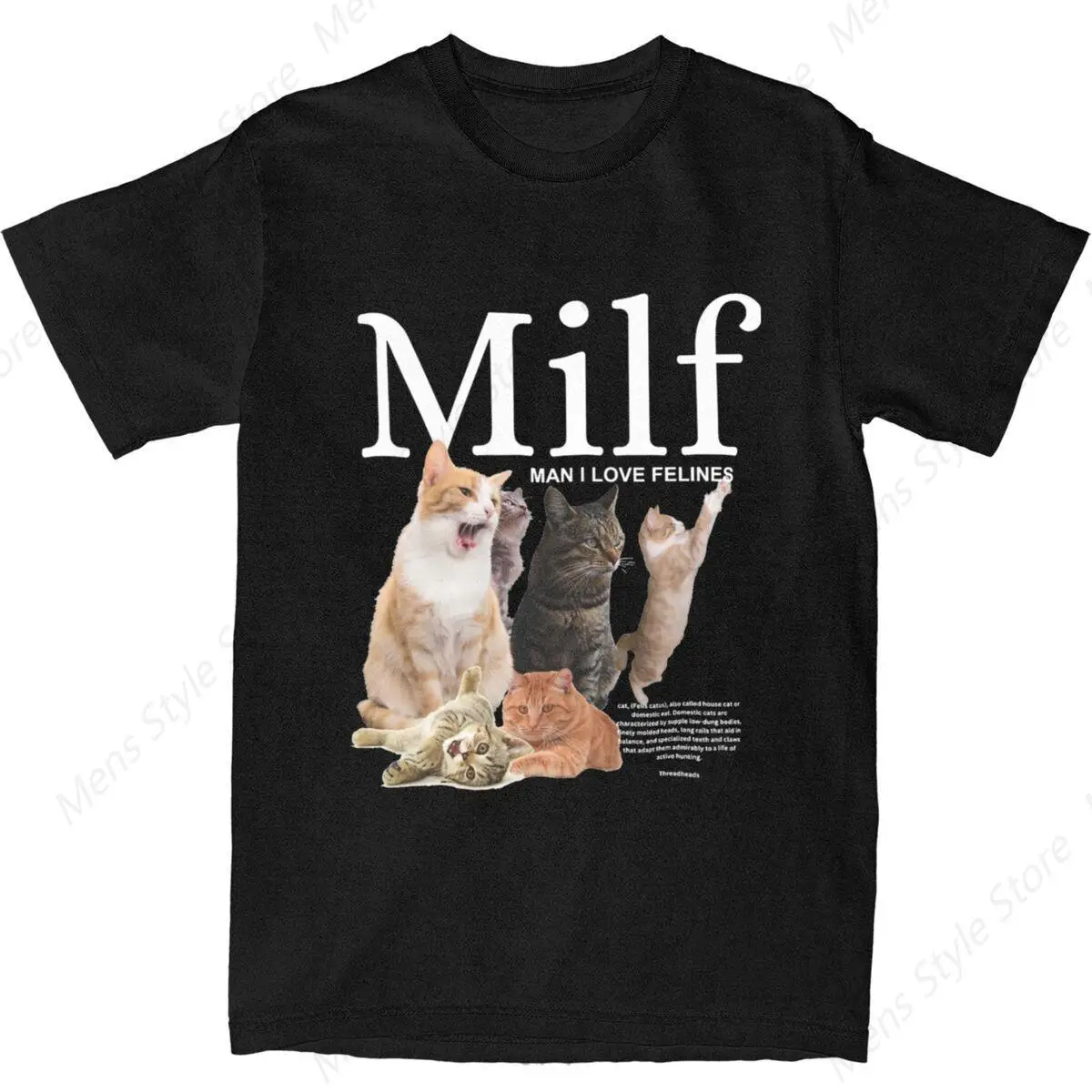 Men Women Meow Kitten Cats Lover Shirt Apparel Milf Man I Love Felines Cat Cotton Tops T-Shirt Street Wearing Tee Shirt