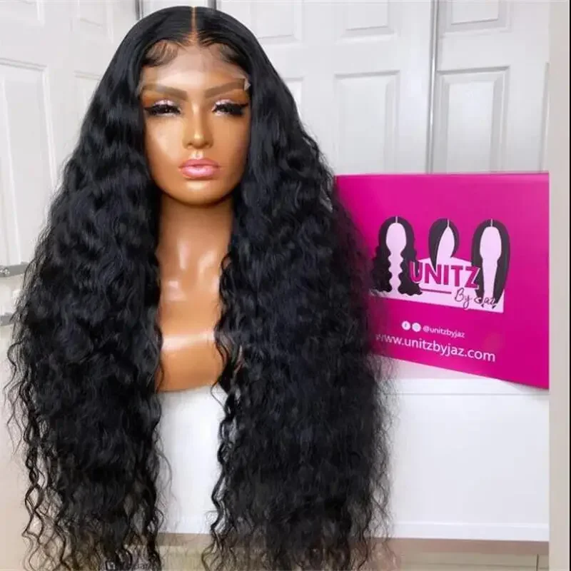 Peluca frontal de encaje rizado para mujeres negras, pelo de bebé sin pegamento, resistente al calor, prearrancado, 26 pulgadas, 180de densidad, negro Natural, diario