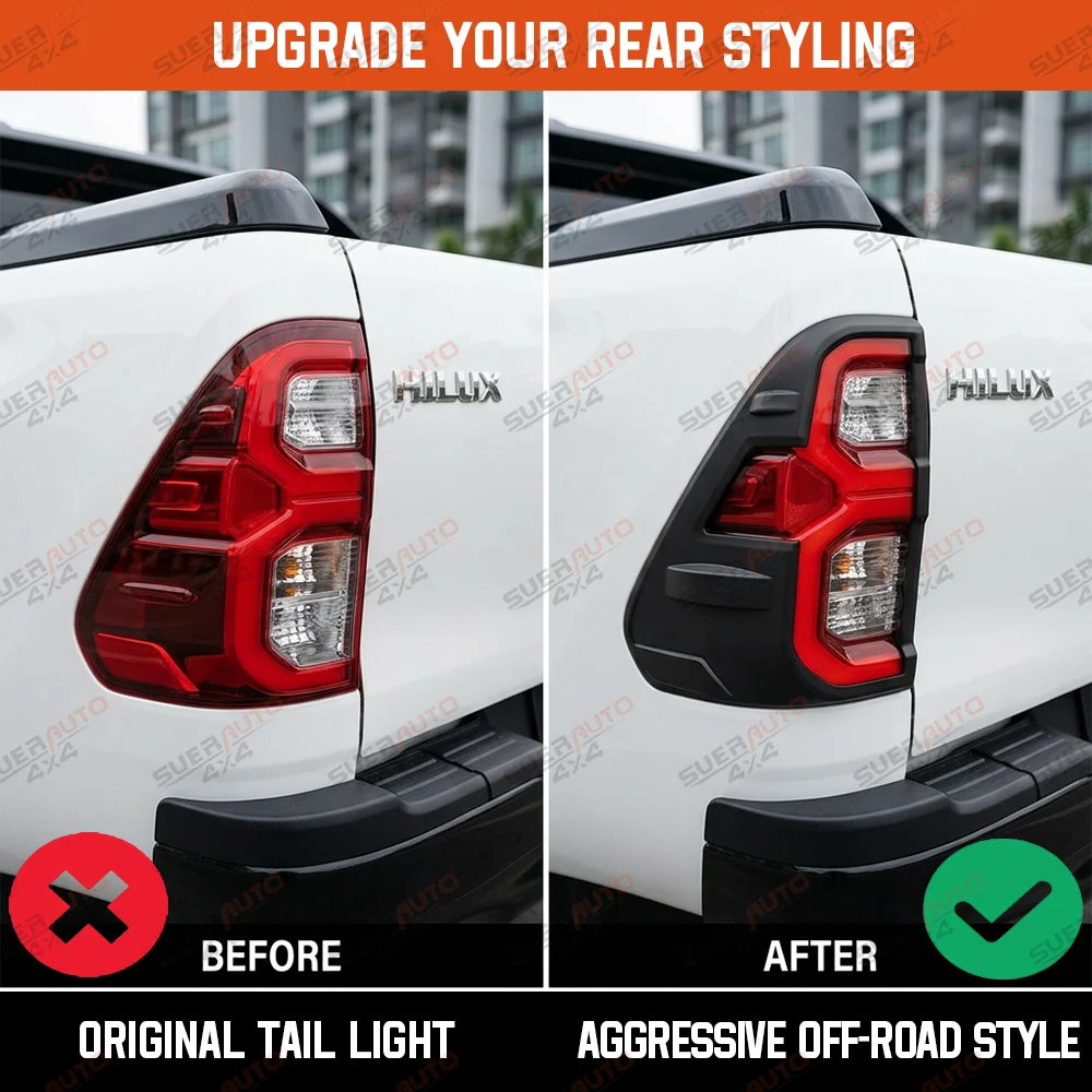 Taillight Cover Trim Rear Light Cover For Toyota Hilux 2021 2022 2023 2024 Protector Trim Tail Light Cover Car Accessories
