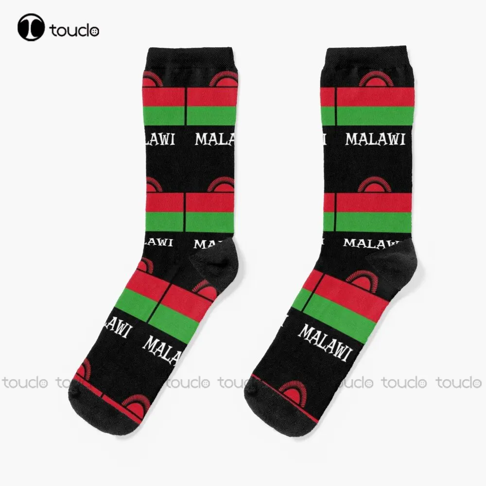 Malawian National Country Flag Patriotic Sport Socks Athletic Socks Personalized Custom Unisex Adult Teen Youth Socks Streetwear