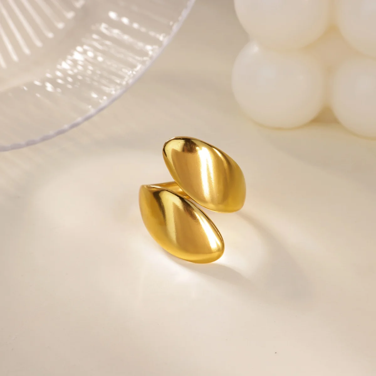 Fashion Asymmetric Wave Rings for Women Gold Plated Stainless Steel Geometric Ring Wedding Party Durable Jewelry Gift