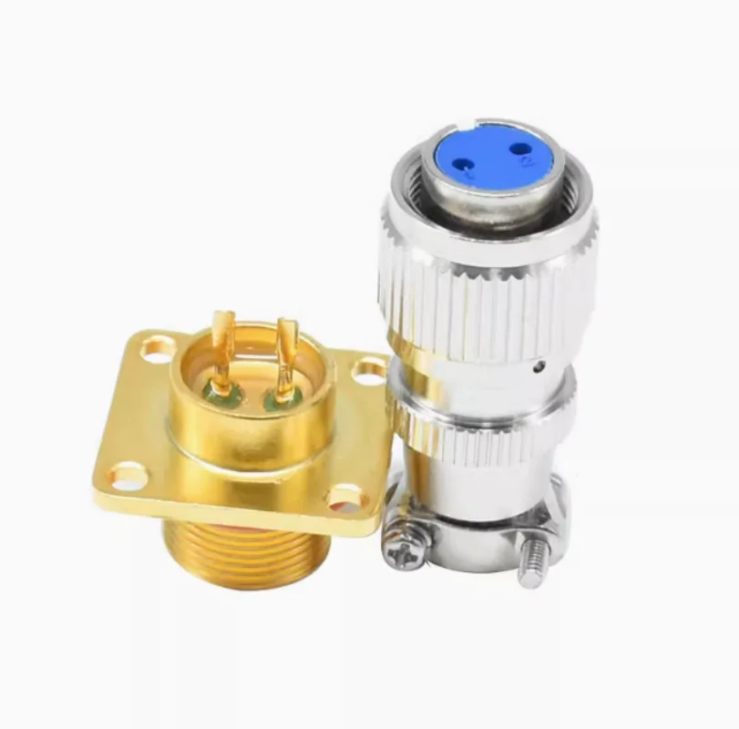 

2pcs Glass sintered connector, MX12-2P (female head + square flange socket) Vacuum air tight aviation plug