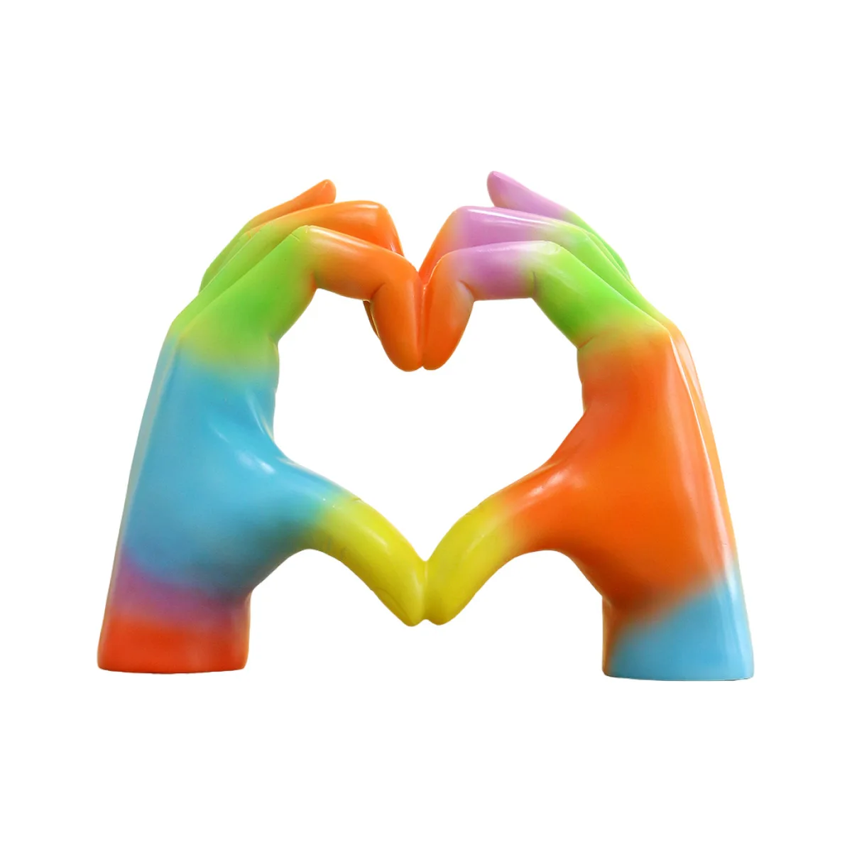 【2025 New】Rainbow Heart Hand Resin Decor - Nordic Minimalist Desktop Ornament, Handmade Bedroom Decor for Home Office‌