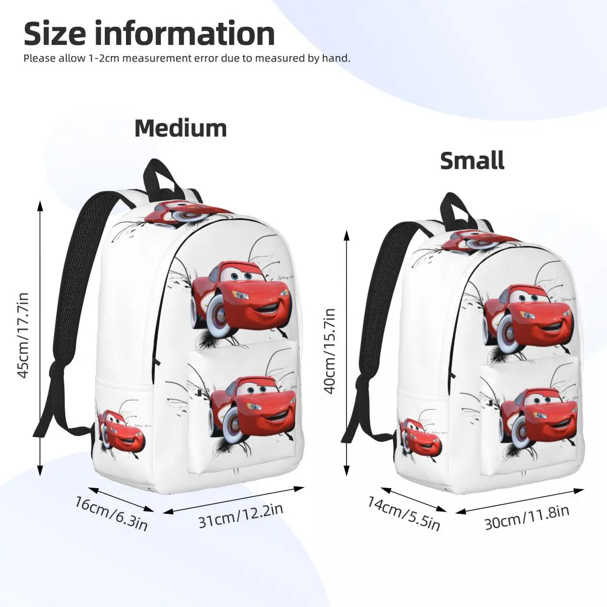 Custom Lightning Mcqueen Cars Canvas Backpack Men Women Fashion Bookbag for School College Cars Bags