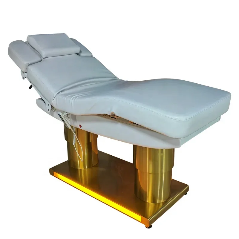 

Salon's Golden Beauty Bed Electric Chair Pink Massage Spa Center Guangdong Cosmetics Facial Standard Wooden