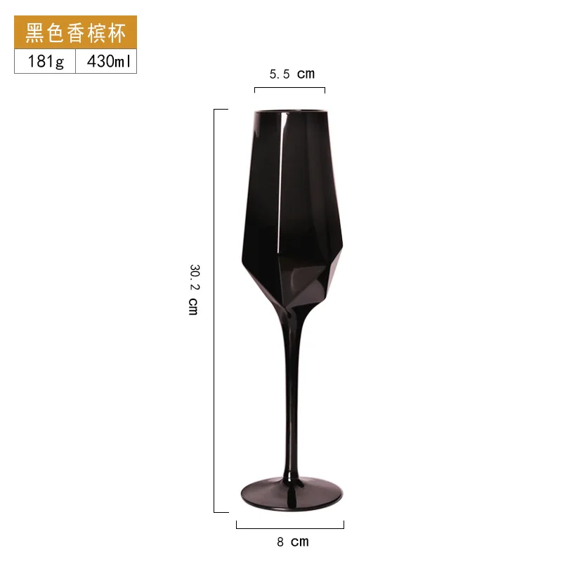 Pure Black Crystal Golden Edge Wine Glass Goblet Light Luxury Irregular Model Room Special Champagne Cup Whiskey Beer Glasses