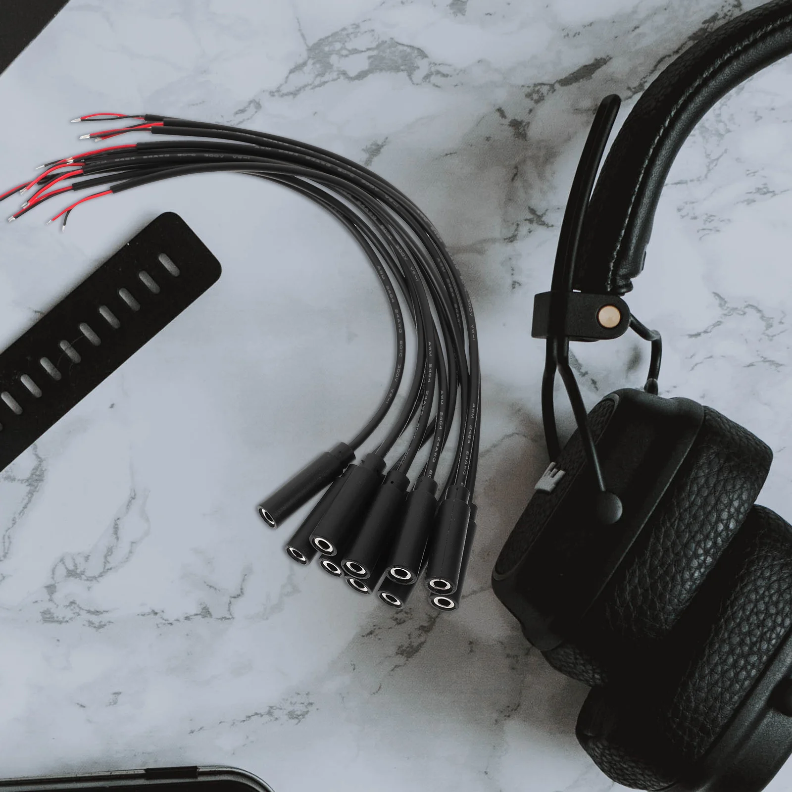 10Pcs 3.5mm Female Plug Audio Cable Mono Bare Wire Open End Connector Perfect Replacement Headphones Cord Mono 3.5mm Audio Cable