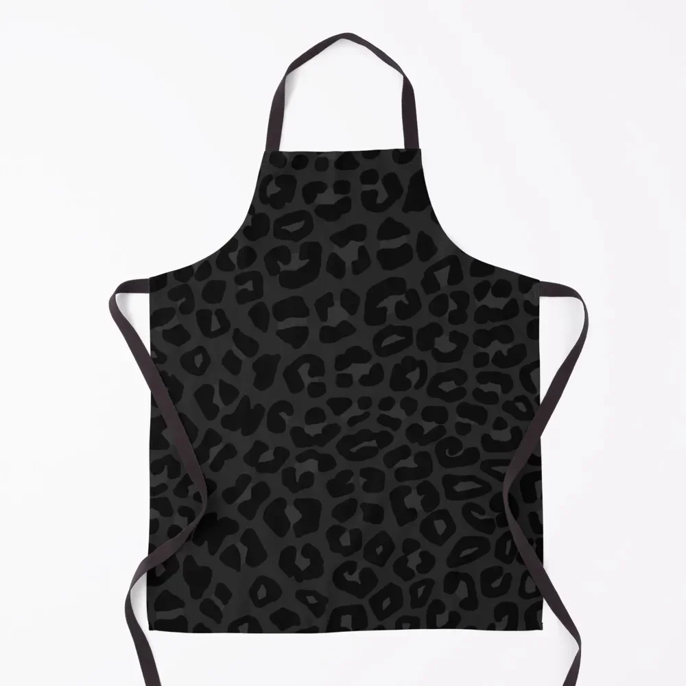 Leopard Print Pattern in Black, Charcoal Grey Apron Kitchen Man Kitchen on the wall Men'ss Apron