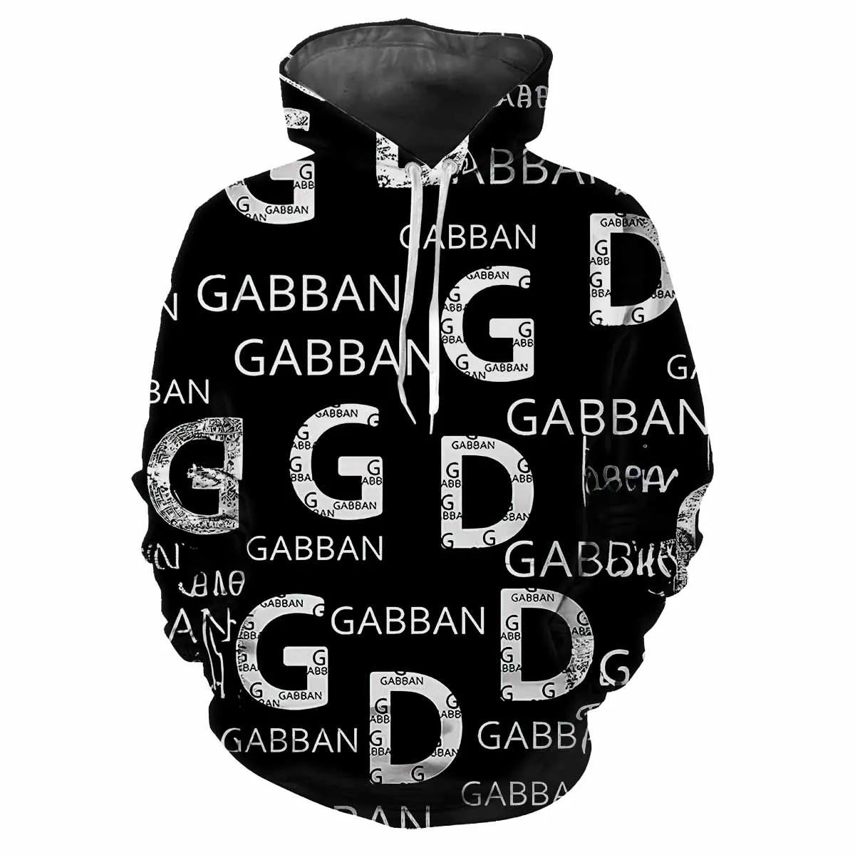 Trendy men\'s Hoodie Printed Letters Patterns Digital Printing Casual Long Sleeved Hooded Thick Fabric Tops