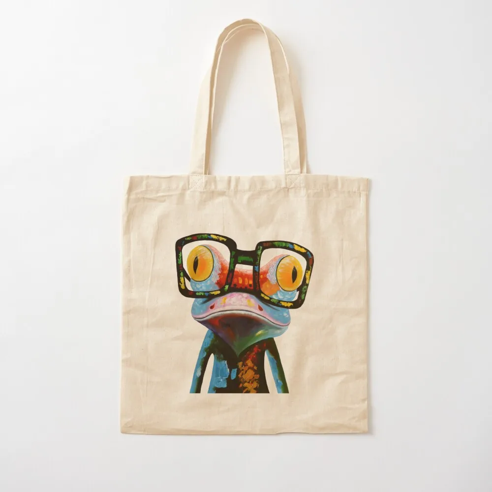 

Hipster Frog Nerd Glasses Tote Bag Lady bag reusable shopping bags Canvas Tote Bag