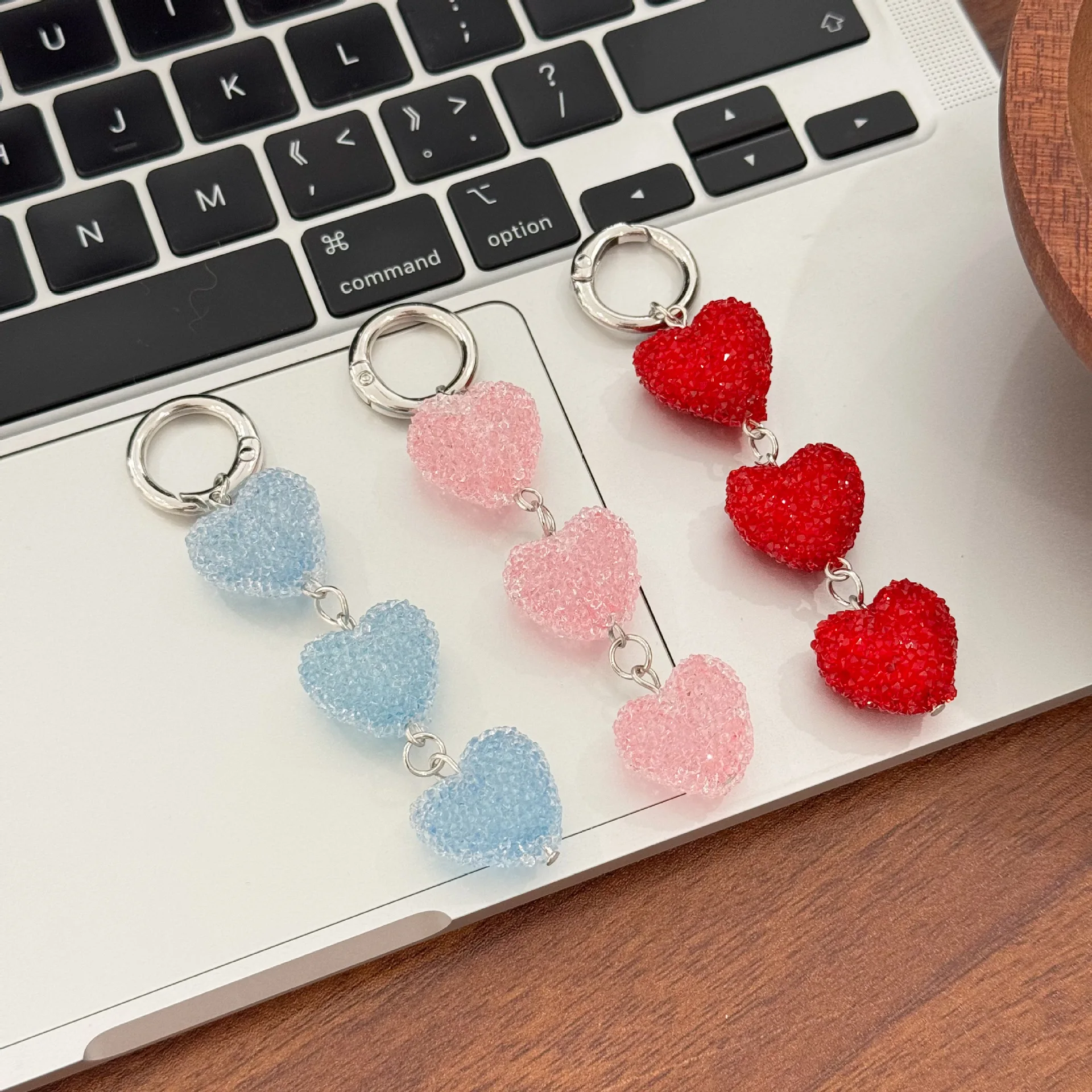 Sprinkle Heart Sugar Multi-color Mobile Phone Chain Sweet Gummy Candy Pendant Keychain Girl Sugar Particles Keyring Accessories
