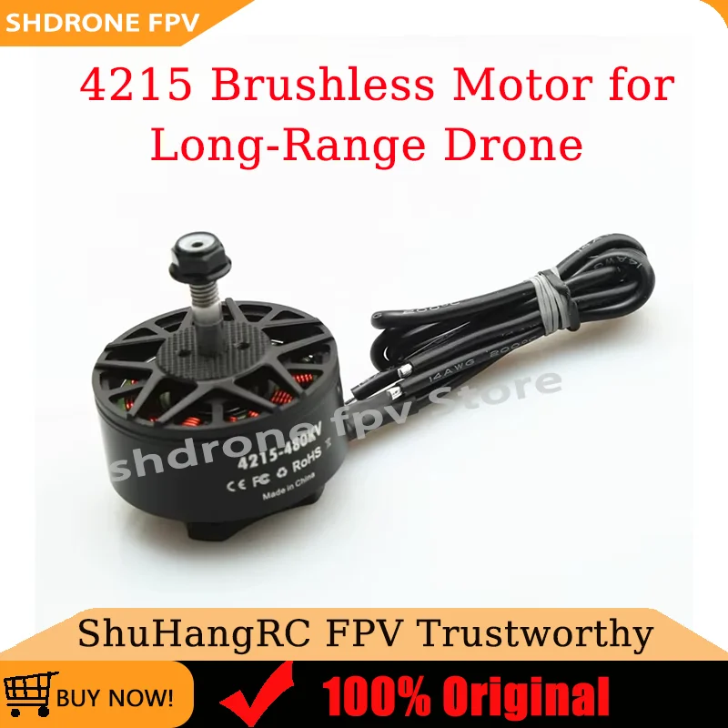 

Бесколлекторный двигатель ShuHangRC FPV 4215 480KV для FPV-дронов, гоночных квадрокоптеров и дальнобойных БПЛА (6-8S, 13-15 дюймов)