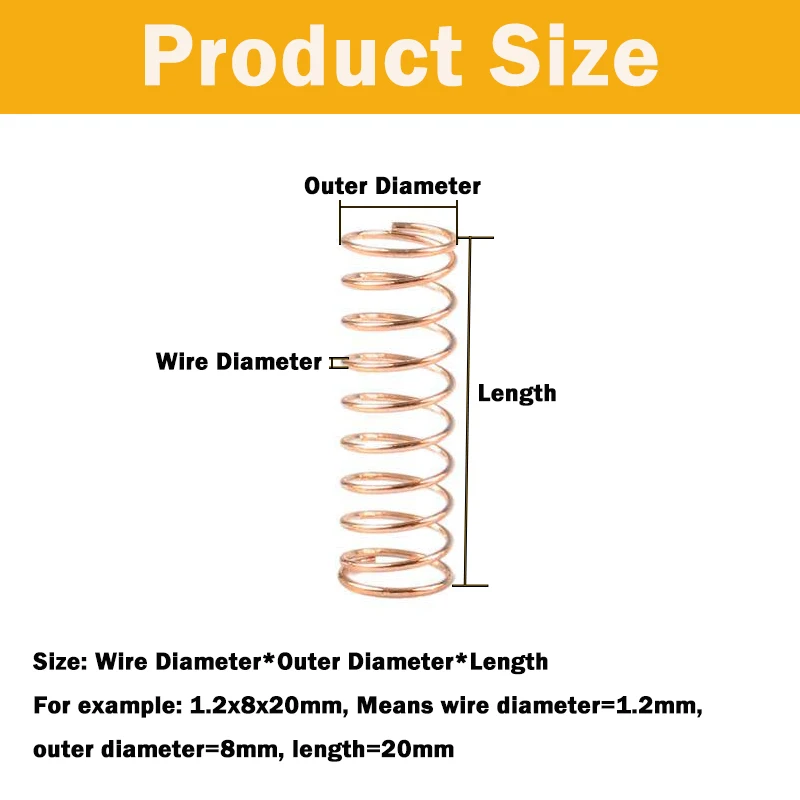 Brass Small Spring Wire Dia 0.2/0.3/0.4/0.5mm Copper Wire Conductive Phosphorus Micro Small Compression Spring for Flashlight