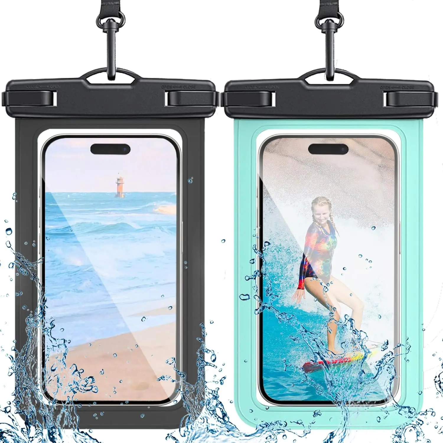 Custodia Impermeabile in PVC per Telefono con Laccetto da Collo, Borsa per Cellulare con Touch Screen Sensibile per Nuoto ed Eventi Acquatici