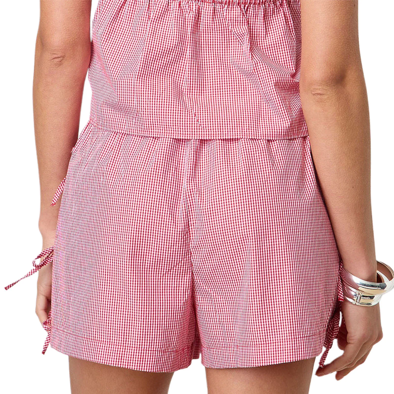 Women's Summer Casual Shorts with Pockets Striped Pattern Tie-up Bows Elastic Waist Loose Wide Leg Shorts Y2k Club Streetwear