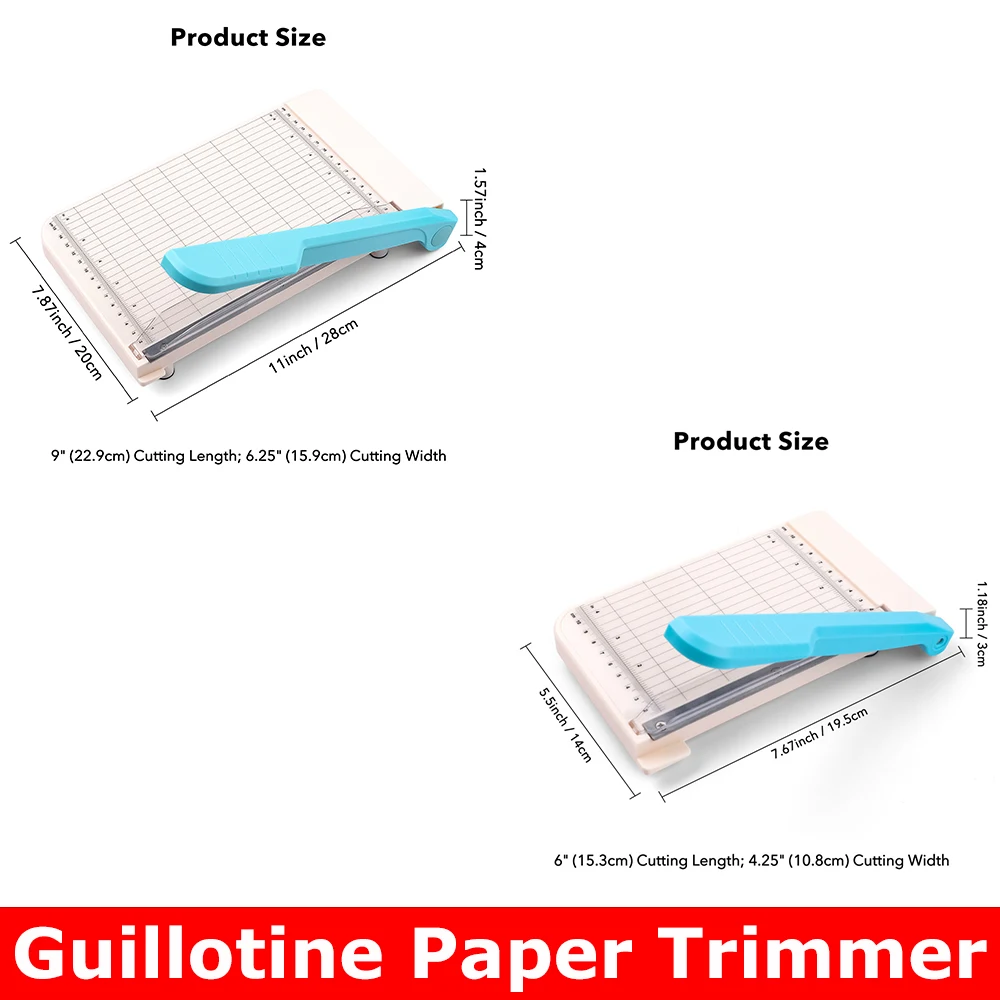 

Useful Guillotine Paper Trimmer Leather/thin Vinyl/tissue 9"/6" Cut Length Paper Cutter with Measurement Grids Non-Slip Feet