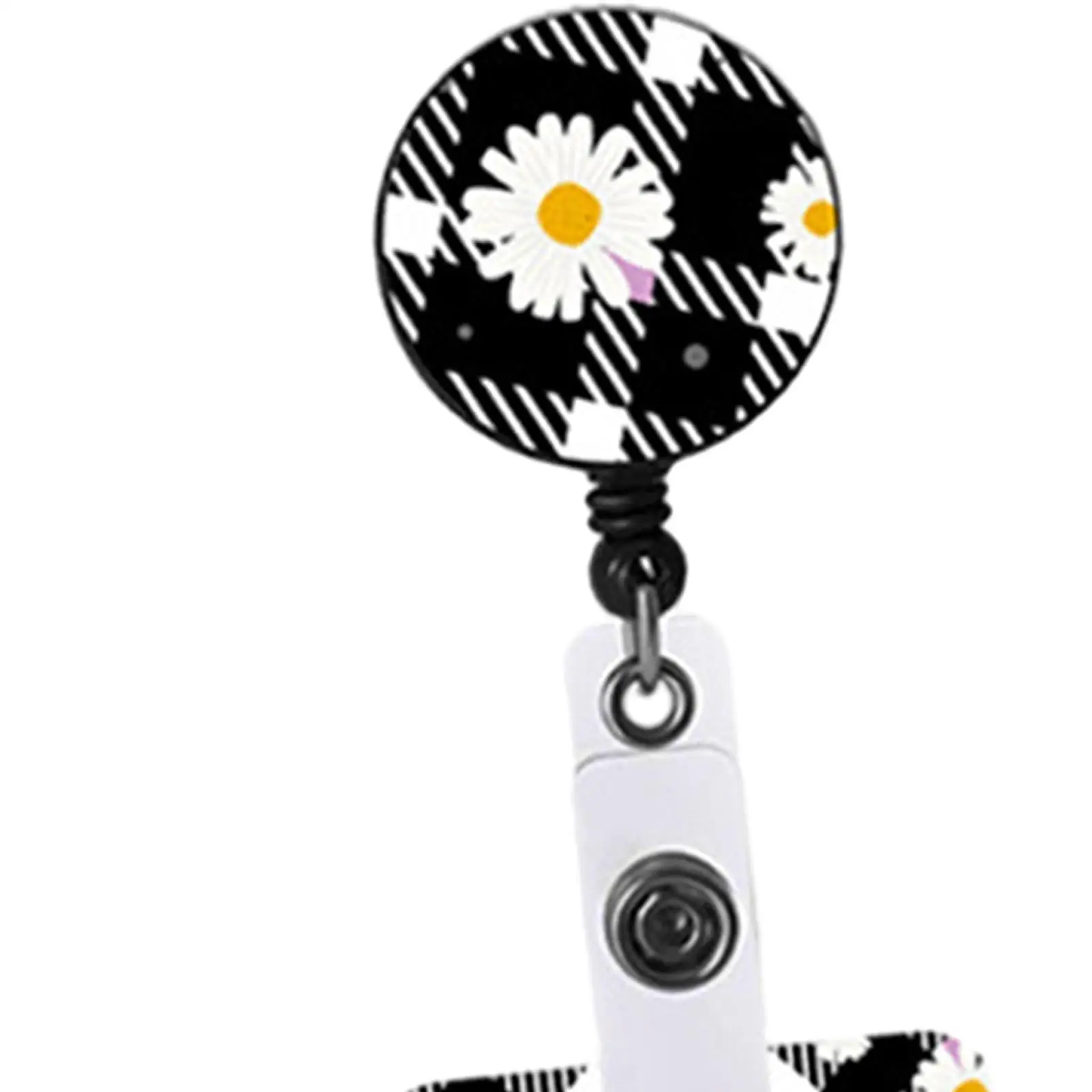 ID Badge Holder Retractable Clip Flower Pattern for Office Worker Versatile
