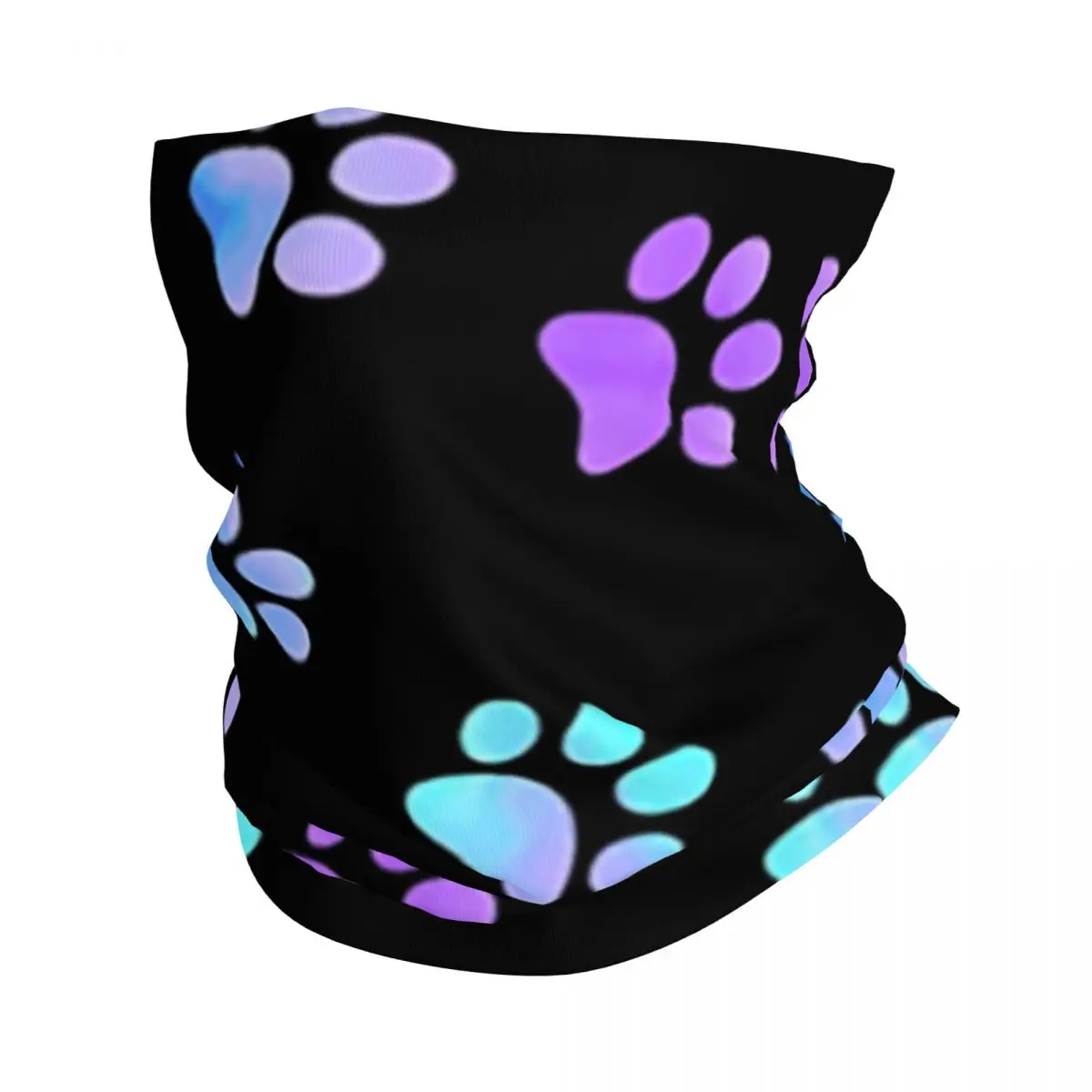 Blue Purple Galaxy Paw Prints Bandana Neck Cover Printed Wrap Scarf Warm FaceMask Running For Men Women Adult Winter