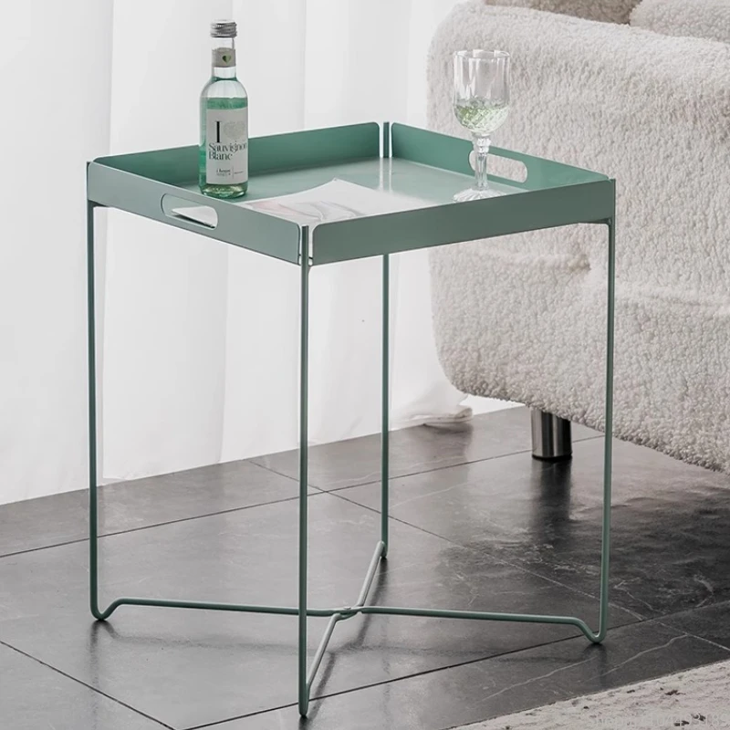 Nordic Ironwork Small Coffee Table Simple and Creative Side Table Home Foldable Storage Rack Space-saving Furniture
