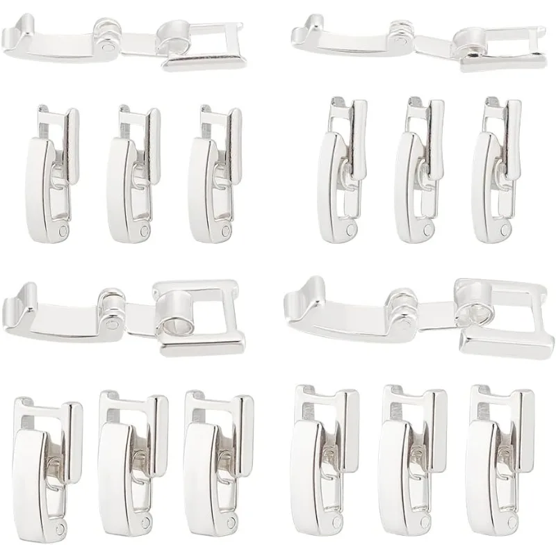 

16 шт., 4 стиля, латунный ремешок для часов, застежка для браслета, застежка для ремешка, серебряное складное ожерелье, удлинитель для часов, браслеты, ожерелья