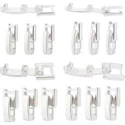 16 PCS 4 Style Brass Watch Band Clasp Bracelet Strap Clasp Silver Folding Necklace Extender for Watches Bracelets Necklaces