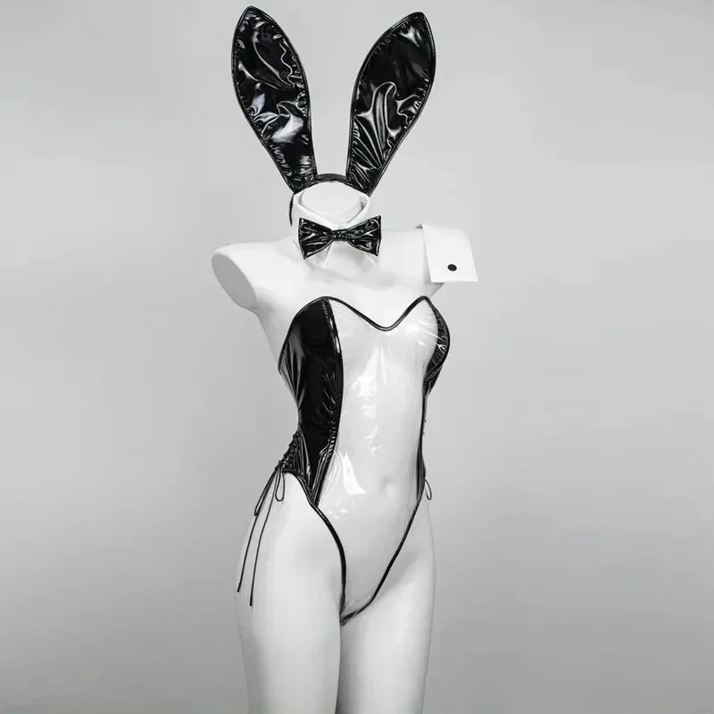 

NewCute transparent Yelan bunny cosplay Yelan bunny girl costumes lovely black sexy jumpsuit women Halloween costume rabbit ears