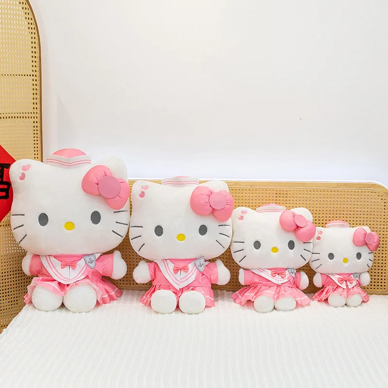 Novo Brinquedo de Pelúcia Kawaii Sanrio KT Cat, Boneca de Pelúcia Hello Kitty, Presentes de Aniversário para Crianças, Boneca Hello Kitty Fofa para Coleção