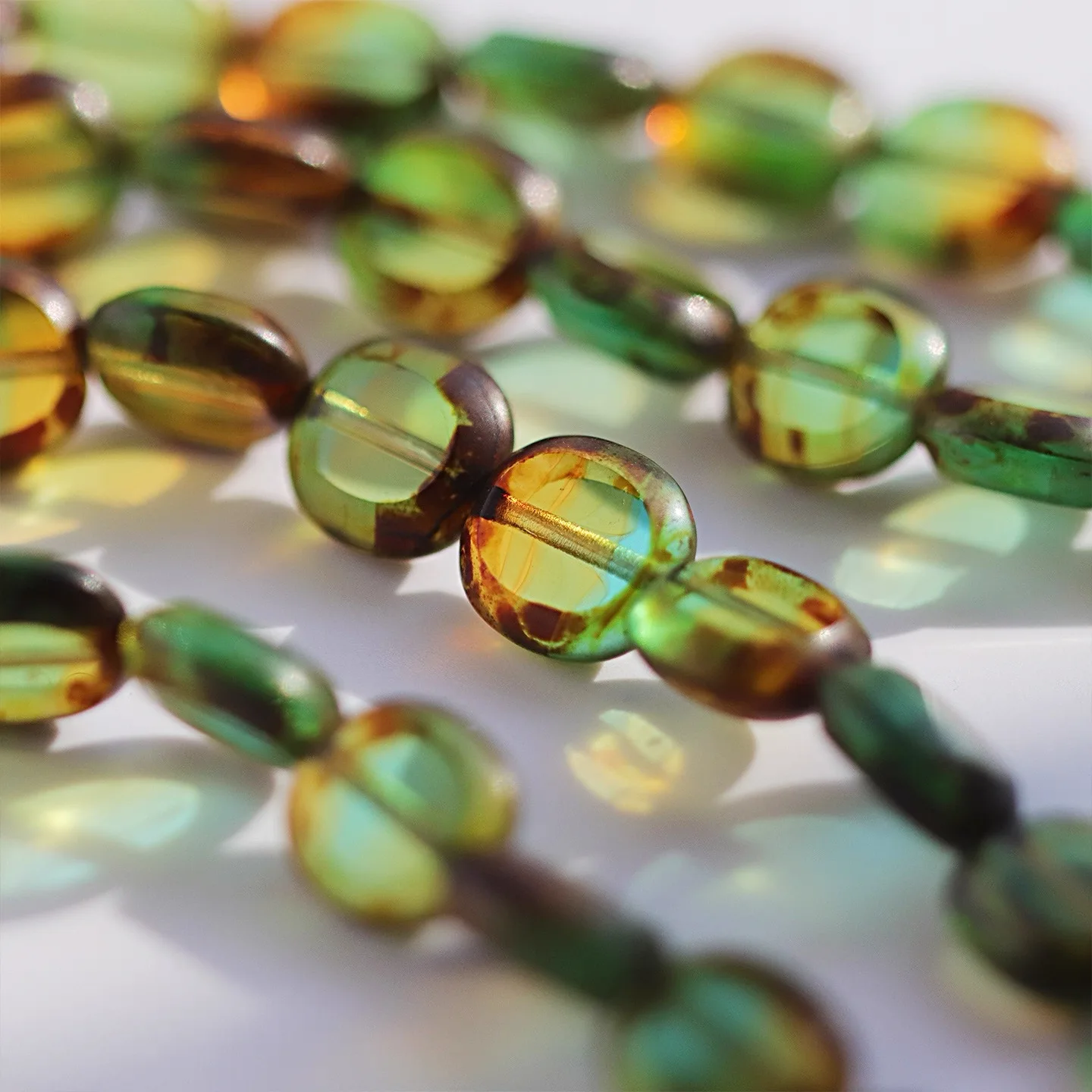 15pcs 10*8mm Handmade glass beads DIY necklace, bracelet, earrings, hair accessories, keychains.