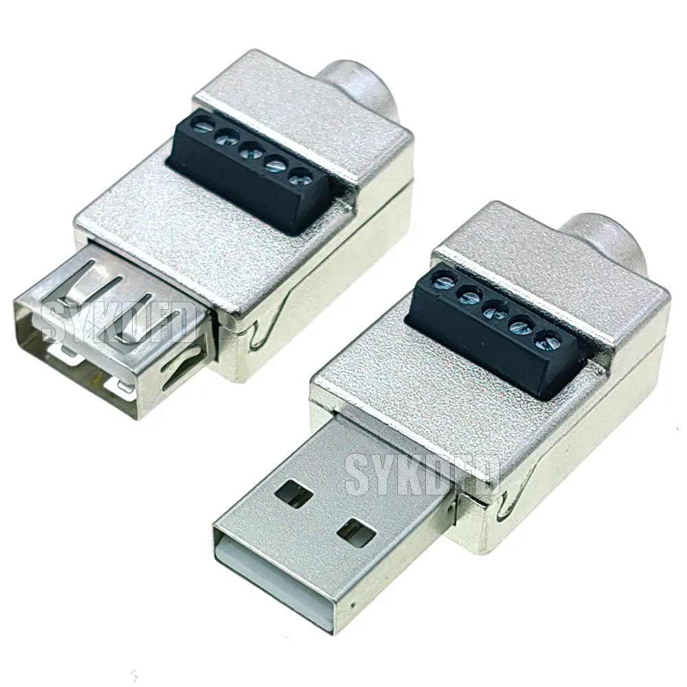 

Type A USB 2.0 Male Female to 4 Pin 5P Screw Connector USB2.0 to Screw Terminal DIY Quick Connect No Solder Plug Socket