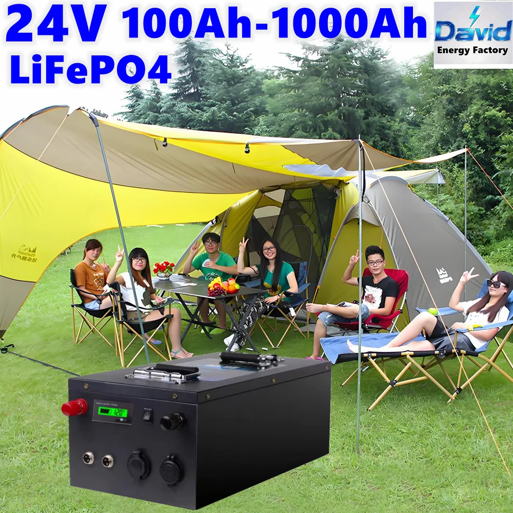 Replace Solar energy 24V LiFePO4 Battery 300Ah 500Ah 600Ah 800Ah 1000Ah with smart BMS 6000+ Cycles Grade A Cells Outdoor power