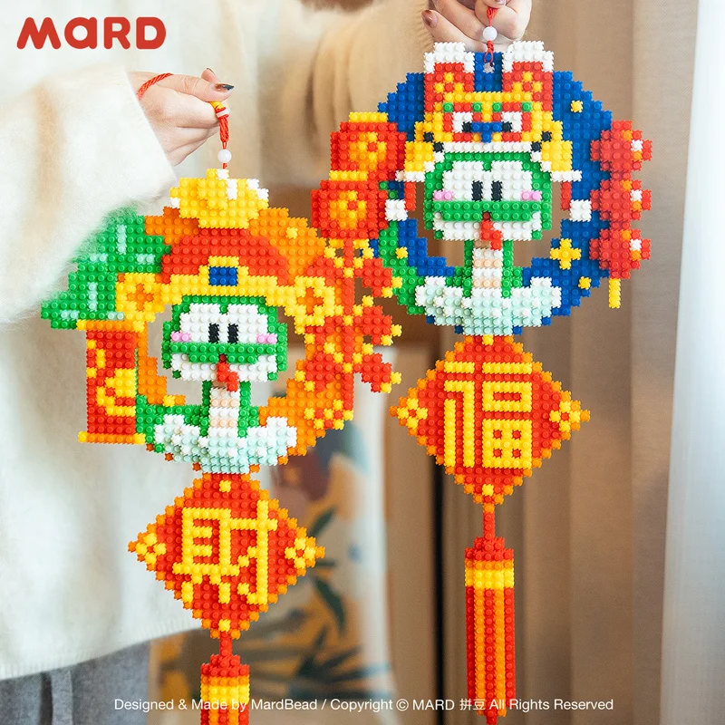 Miniso New Year Snake Building Blocks God Of Wealth Snake Lucky Snake Assembling Blocks Door Hanger Pendant Home Ornament Custom