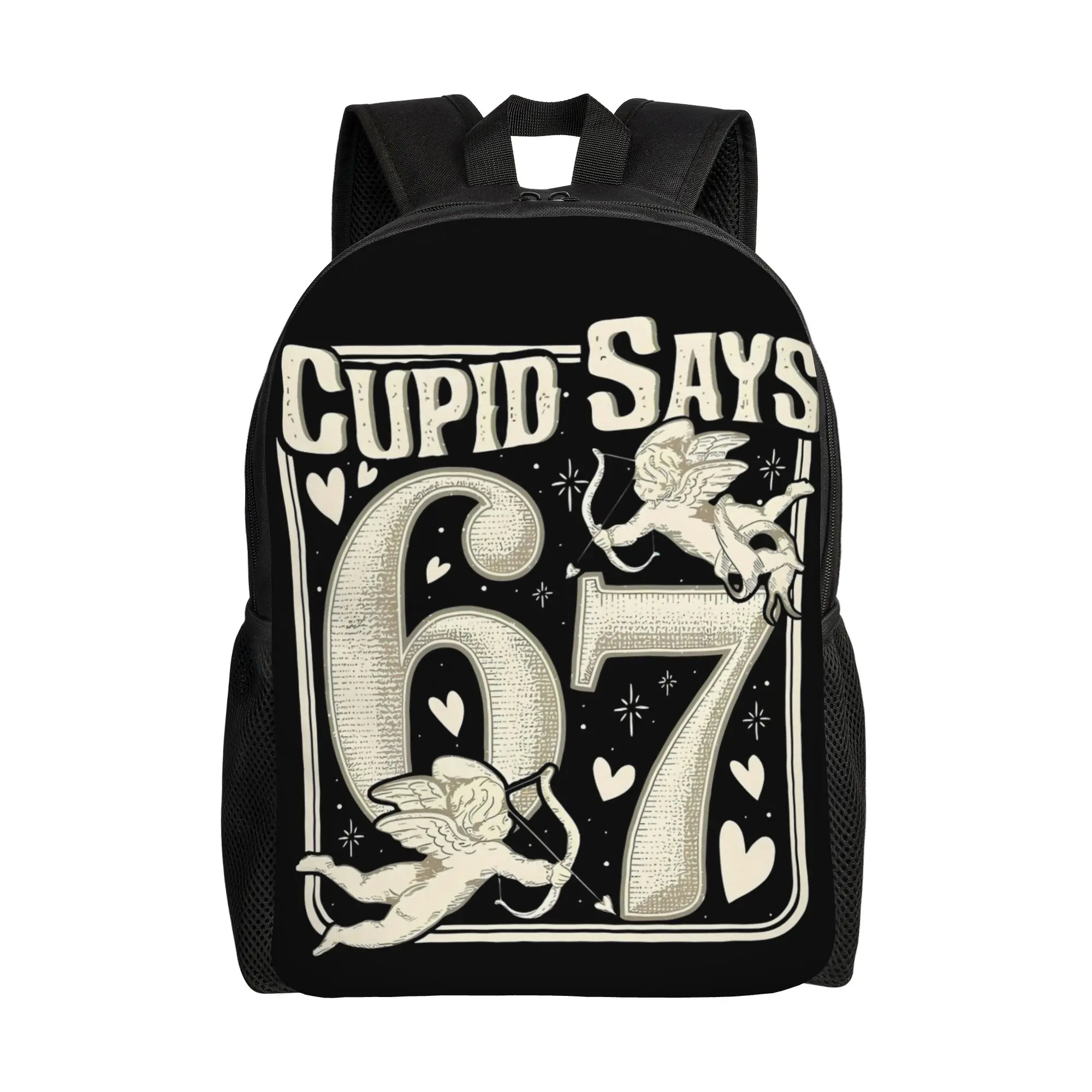 

Cupid Says Six Seven Valentine's Day 67 Backpack Sports High School Hiking Travel Daypack Men Laptop Computer Shoulder Bag