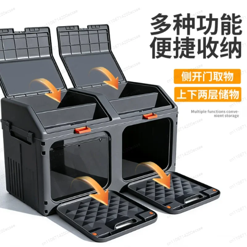 Upgraded Sloping Car  Storage Box Double-layer Side Opening Camping Organizer Box Outdoor Camping Foldable Storage Box
