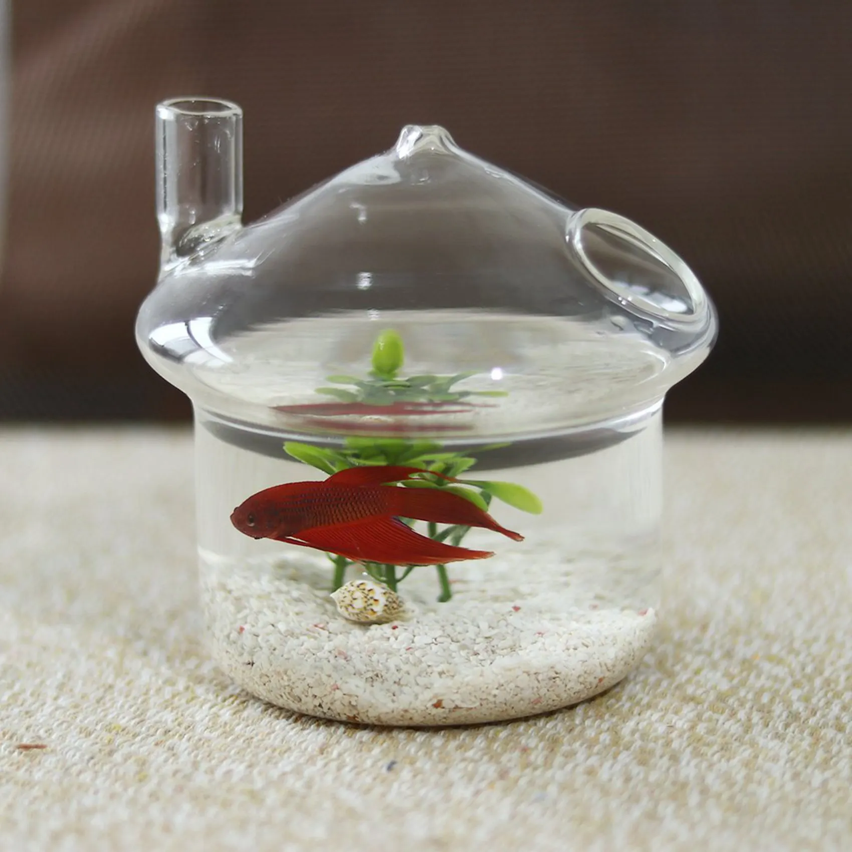 A53Q-2X Mushroom-Shaped Hanging Glass Planter Vase Rumble Fish Tank Terrarium Container Home Garden Decor