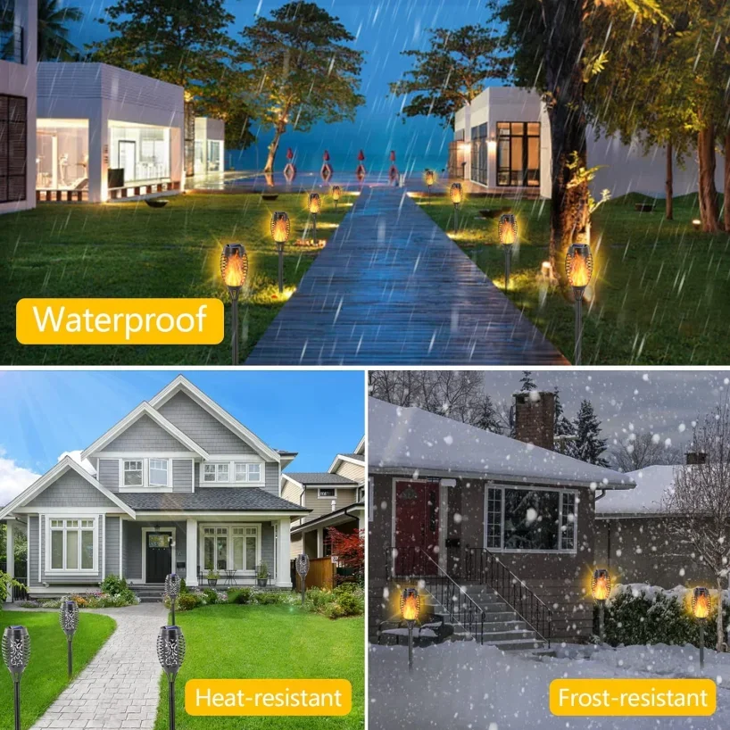 Outdoor Solar Torch Flame Lights with Flickering Flame Waterproof Solar for Pathway Landscape Garden Yard Lawn Driveway Decor