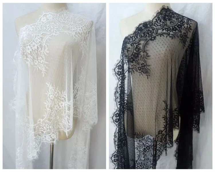 

3 Yards New High Quality Mesh Soft and Skin Friendly Double-sided Flower Eyelashes Lace Clothing Wedding Veil DIY Material