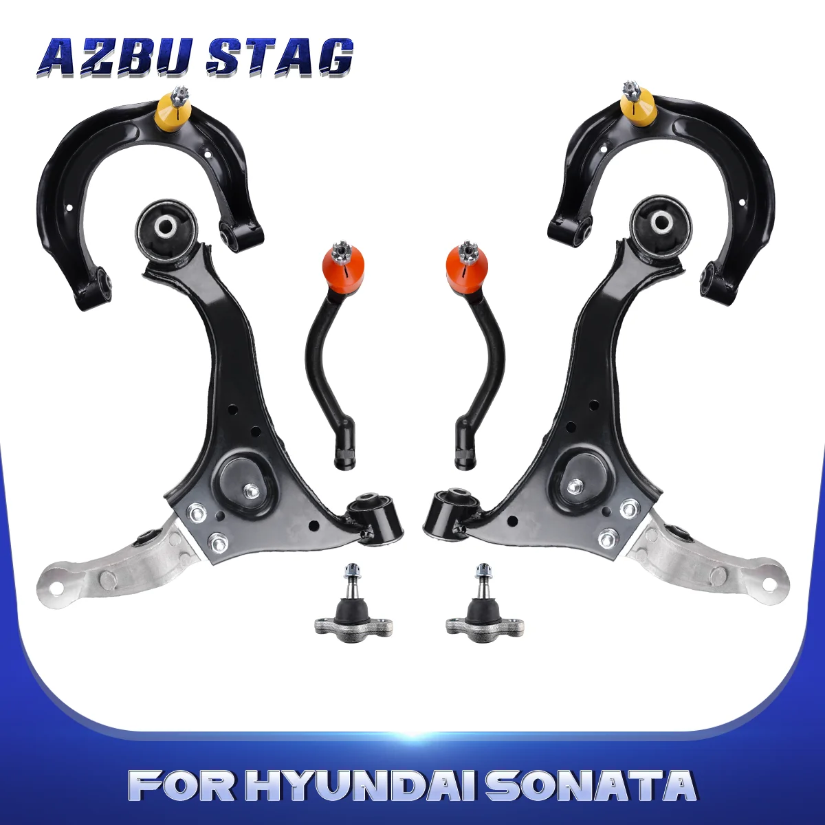 

AzbuStag 8Pcs Front Lower Upper Left Right Control Arm Tie Rod Suspension Kit for HYUNDAI SONATA 2006 2007 2008 568203K000