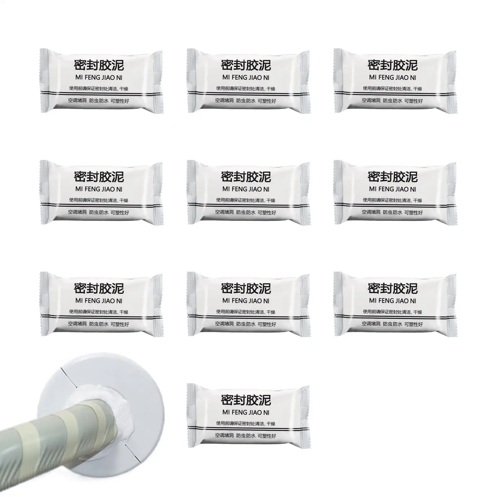 

Mastic Sealant 10 Pieces Sealant Clay Waterproof Cement Crack Filler for Home Air Conditioning Vent Wall Hole Drainage Pipes