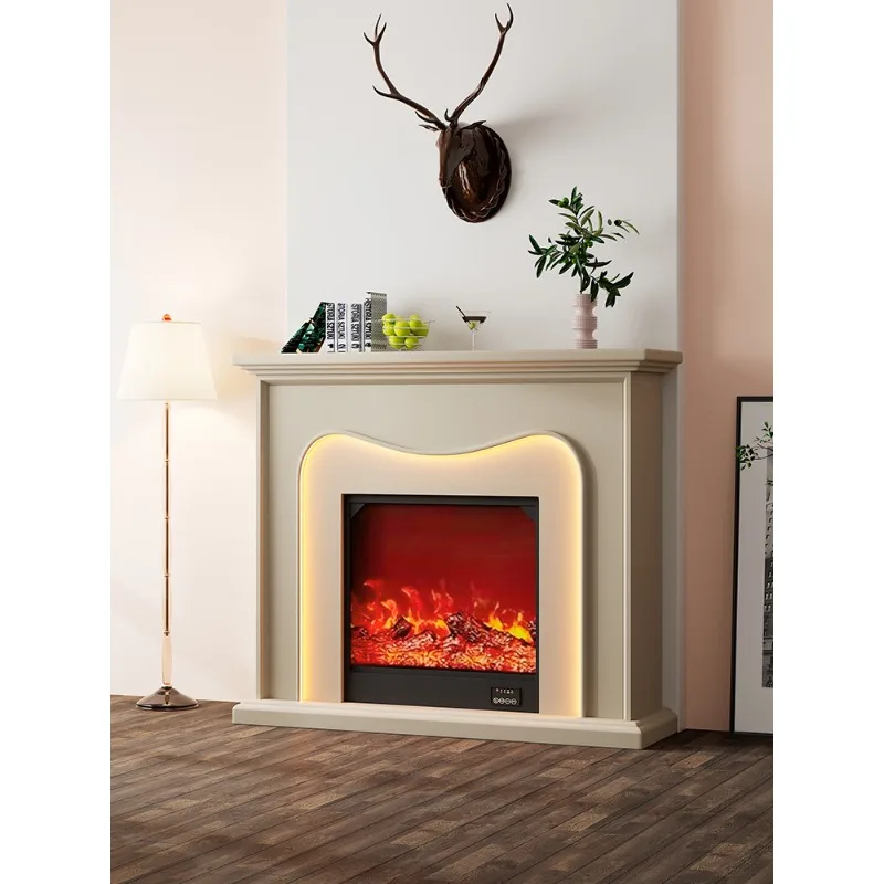 

European style fireplace decorative cabinet, solid wood household heating simulation, fire French style Xuanguang cabinet, LED l