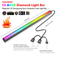 COOLMOON ARGB LED Strip Light 5V 3Pin/Small 4Pin Diamond Magnetic Colorful Atmosphere DIY Lamp Bar for PC Computer Case Chassis