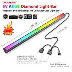 COOLMOON ARGB LED Strip Light 5V 3Pin/Small 4Pin Diamond Magnetic Colorful Atmosphere DIY Lamp Bar for PC Computer Case Chassis