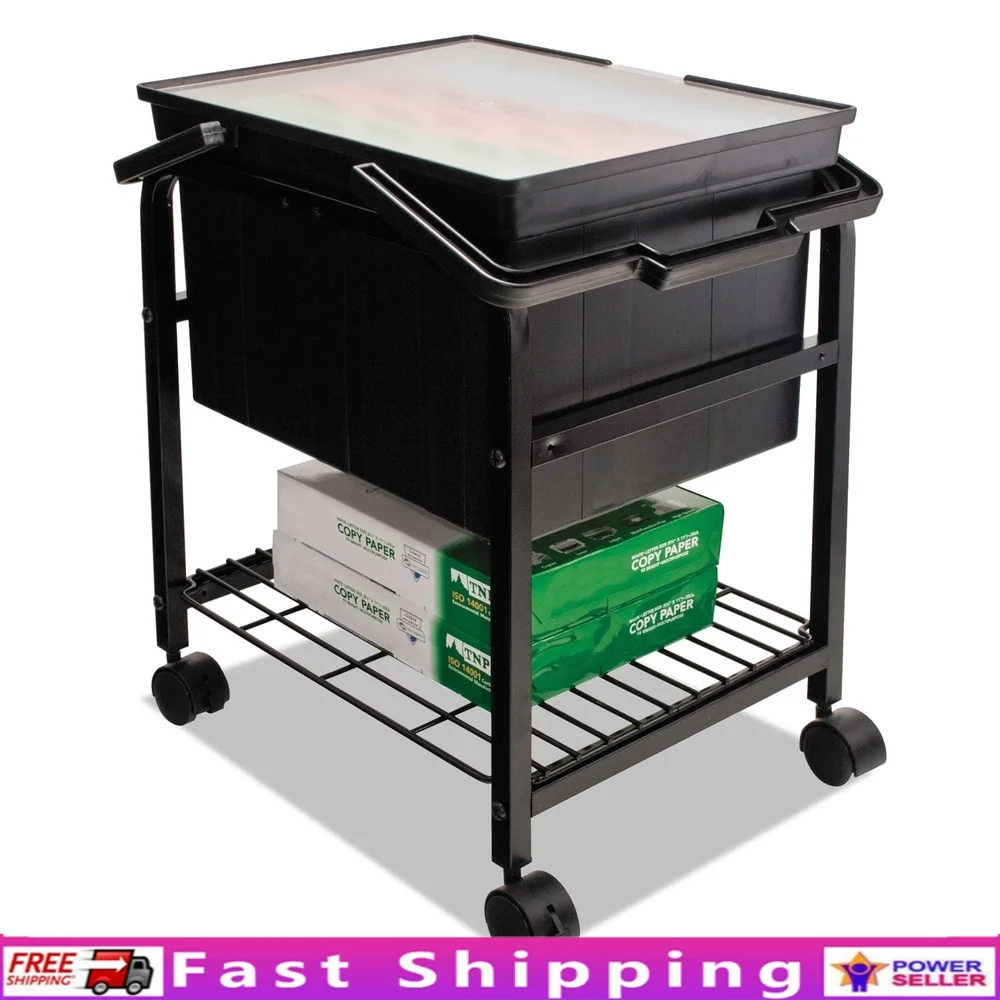 

Heavy Duty File Shuttle Portable Storage Rack Adjustable Rails Binders and Hanging Files Sturdy Lower Rack 100lbs Capacity