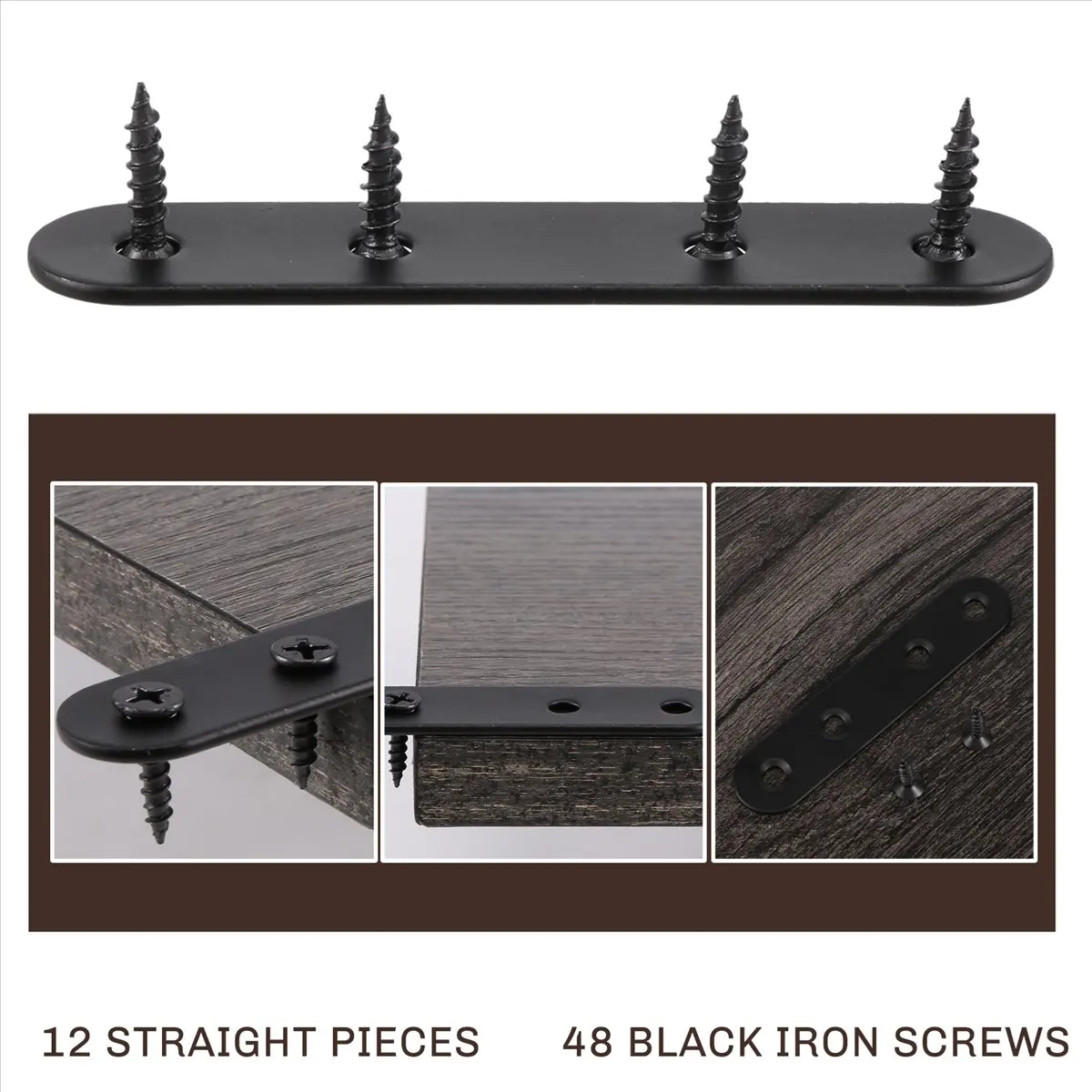 ABFS 12 PCS Straight Brackets Stainless Steel Brace Flat Metal Brackets Mending Repair Plate with Screws for Wood
