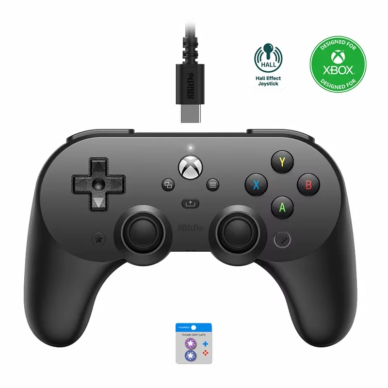 8Bitdo Pro 2 لوحدة تحكم Xbox السلكية تدعم Xbox Series X/S، Xbox One، Windows 10/11 Hall Joystick Gamepad