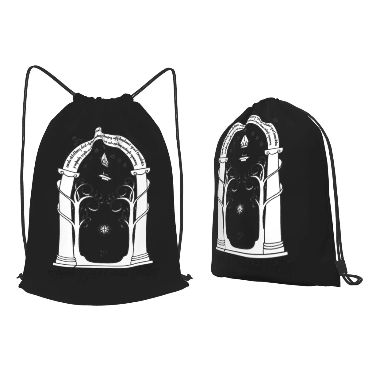 

Speak Friend And Enter (Door Of Moria) Backpacks Casual Drawstring Bags Sports Bag Book Bags for Man Woman School