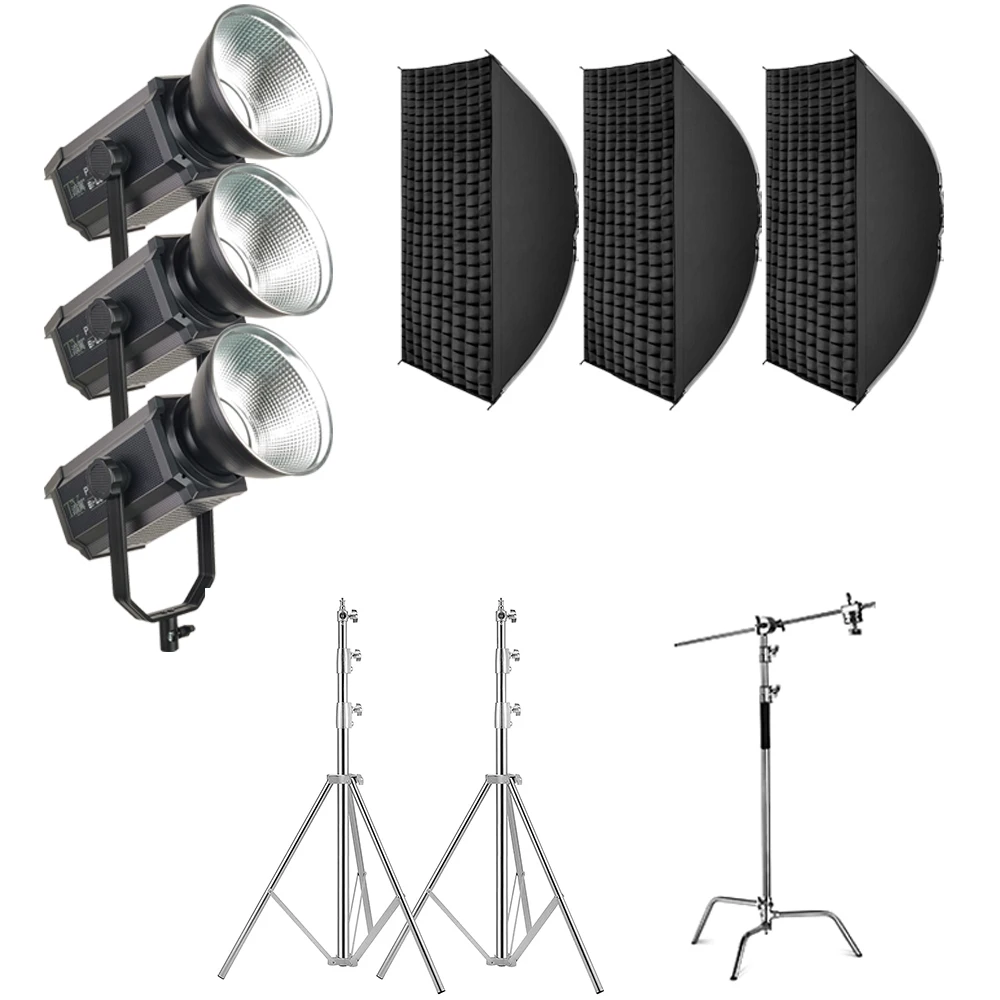 Live Streaming Light Set 2 Pcs 200W LED Video Light with Softbox and Tripod Stand for Food Beauty Small Place Streaming