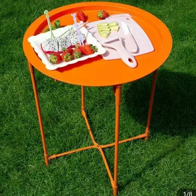 

Folding Table Outdoor Camping Supplies Portable Lightweight Metal Creative Minimalist Mini Round Table Garden Coffee Tables