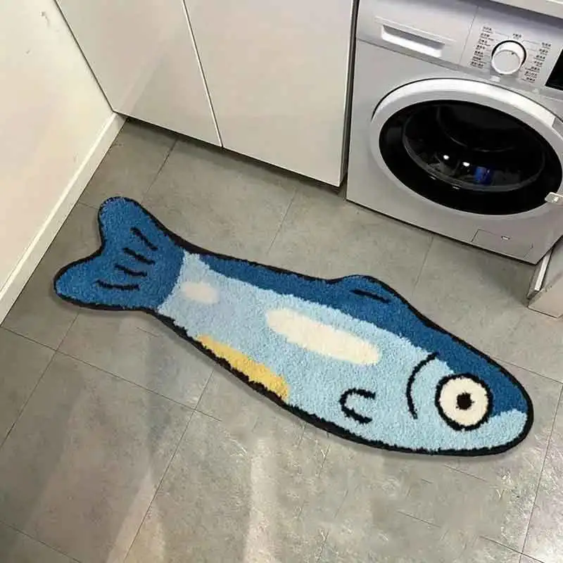 

Alien Imitation Cashmere Carpet Fish-shaped Carpet Toilet Hall Bedroom Kitchen Anti-slip Water-absorbing Carpet Decorative Item