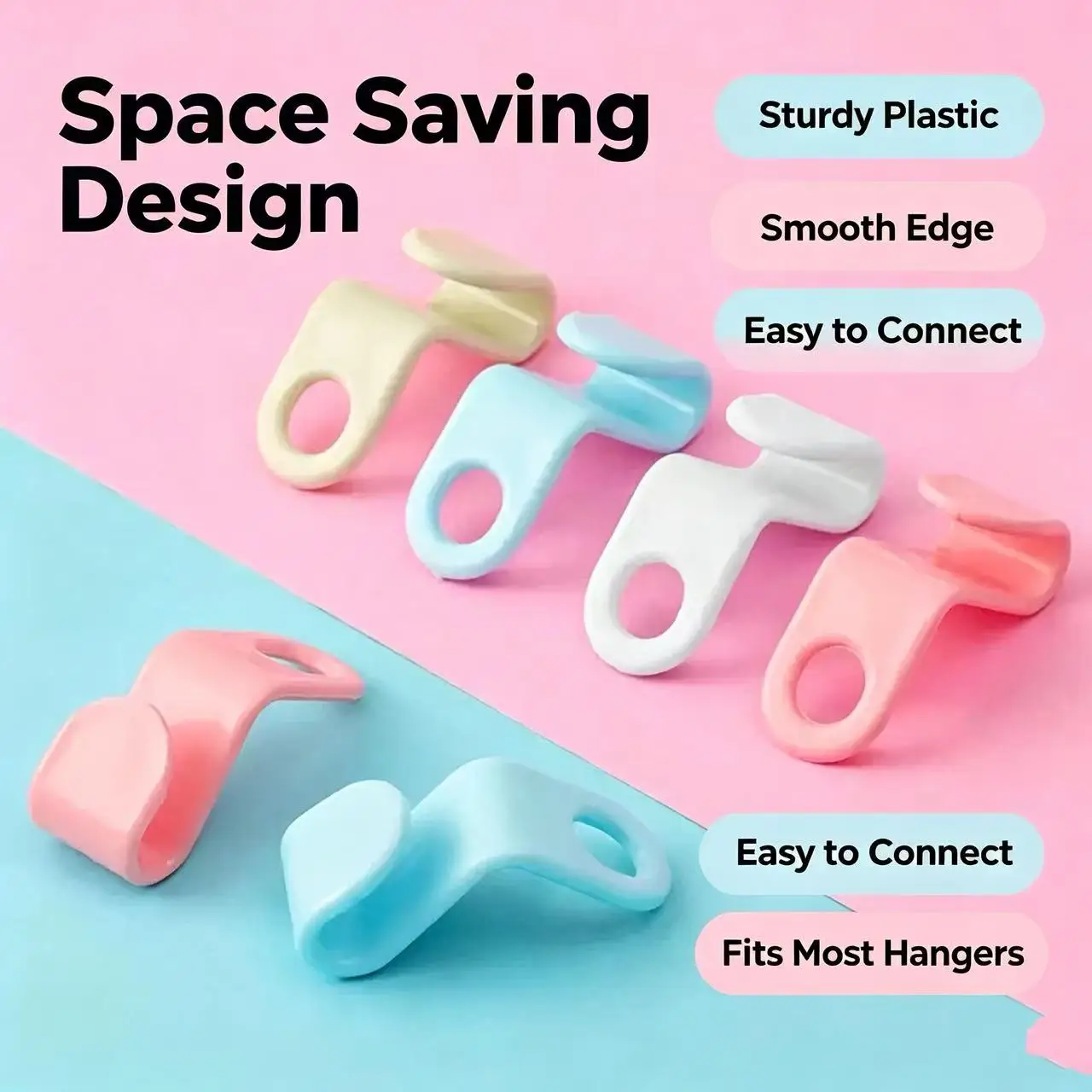 10Pcs Clothes Hanger Connector Hooks, Thick Plastic Hanger Stacking Clips, Multi‑Color Wardrobe Space‑Saving Hanger Hooks