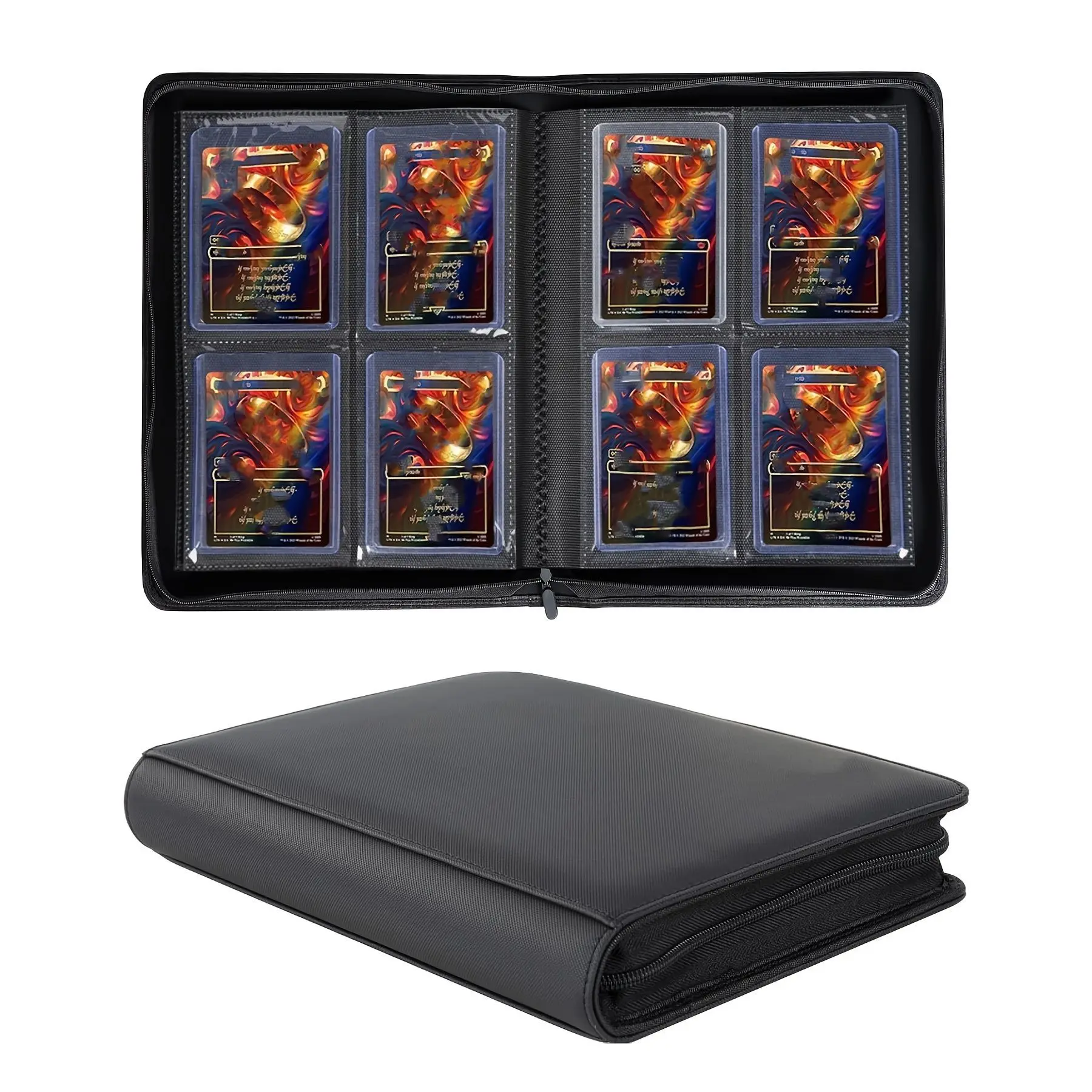 4-Pocket Zippered Card Binder 128 Slot for Yu-Gi-Oh! MTG Pokemon TCG Card Binder, Premium Portable Trading Card Album Collection
